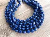 Navy Blue Lucite Acrylic Beaded Chunky Multi Strand Statement Necklace - Julianna