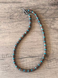 Wood Turquoise Blue Brown Mens Beaded Surfer Necklace - Dennis