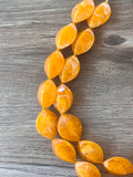 Orange White Acrylic Bead Chunky Multi Strand Statement Necklace - Krista