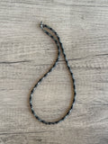 Black Gray Mens Beaded Jade Hematite Thin Necklace - Collins