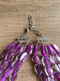 Purple Clear Beaded Lucite Chunky Multi Strand Statement Necklace - Lauren