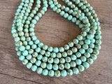 Green Turquoise Beaded Chunky Multi Strand Statement Necklace - Alana