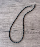 Black Gray Mens Beaded Jade Hematite Thin Necklace - Collins