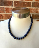 Navy Blue Acrylic Beaded Multi Strand Statement Necklace - Alana