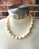 Cream Acrylic Beaded Multi Strand Statement Necklace - Julianna