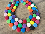 Multi Color Wood Beaded Multi Strand Statement Necklace - Charlotte
