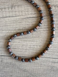 Mens Jasper Brown Wood Gemstone Beaded Necklace | Terrance | DLD Jewelry