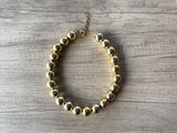 Shiny Gold Choker Acrylic Beaded Statement Necklace - Betty