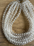 Clear Faceted Beaded Acrylic Multi Strand Chunky Statement Necklace - Evelyn