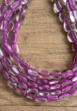 Purple Clear Beaded Lucite Chunky Multi Strand Statement Necklace - Lauren