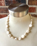 Cream Brown Acrylic Beaded Multi Strand Statement Necklace - Missy