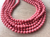 Rose Pink Acrylic Lucite Bead Chunky Statement Necklace - Alana