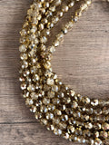 Gold Crystal Faceted Beaded Multi Strand Chunky Statement Necklace - Rebecca