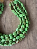 Green Acrylic Beaded Multi Strand Statement Necklace | Lauren | DLD Jewelry