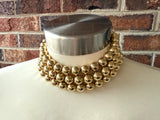 Shiny Gold Choker Big Beaded Acrylic Chunky Statement Necklace - Alana