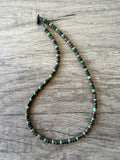 Brown Wood Green Stone Mens Beaded Necklace - Dennis