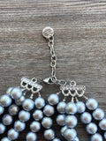 Silver Matte Acrylic Big Bead Chunky Lucite Statement Necklace - Alana