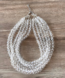 Clear Faceted Beaded Acrylic Multi Strand Chunky Statement Necklace - Evelyn