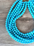 Carolina Blue Acrylic Lucite Bead Chunky Multi Strand Statement Necklace - Alana