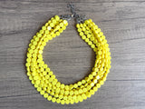 Yellow Acrylic Beaded Chunky Multi Strand Statement Necklace - Charlotte