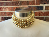 Shiny Gold Choker Big Beaded Acrylic Chunky Statement Necklace - Alana