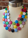 Multi Color Wood Beaded Multi Strand Statement Necklace - Charlotte