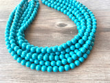 Turquoise Blue Acrylic Lucite Bead Chunky Statement Necklace - Alana