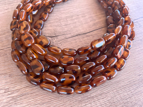 Tortoise Shell Statement Necklace Lucite Beaded Necklace Chunky Necklace - Lauren