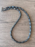 Mens Beaded Stone Gray Hematite Long Necklace - Dylan