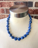 Cobalt Blue Acrylic Beaded Multi Strand Statement Necklace - Julianna