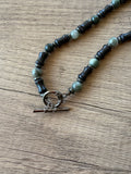 Mens Black Stone Gray Hematite Jasper Beaded Necklace - Phoenix