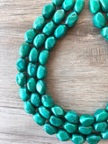 Teal Green Lucite Acrylic Bead Statement Chunky Necklace - Penelope