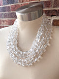 Clear Faceted Lucite Beaded Statement Multi Strand Chunky Necklace - Jenny