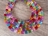 Multi Color Faceted Lucite Acrylic Bead Chunky Statement Necklace Jewelry Women - Leslie
