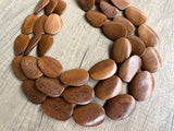 Brown Wood Beaded Boho Statement Chunky Multi Strand Necklace - Miranda