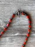 Mens Red Jasper Brown Coconut Wood Beaded Mens Necklace - Pascal