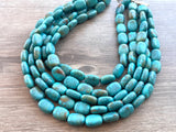 Turquoise Blue Green Lucite Acrylic Chunky Multi Strand Statement Necklace - Lauren