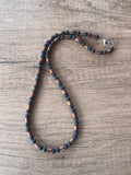 Black Matte Stone Copper Mens Beaded Necklace - Rowan