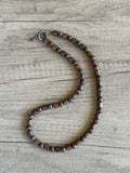 Mens Jasper Brown Wood Gemstone Beaded Necklace | Terrance | DLD Jewelry