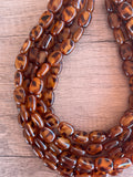 Tortoise Shell Statement Necklace Lucite Beaded Necklace Chunky Necklace - Lauren
