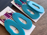 Turquoise Blue Lucite Acrylic Big Dangle Statement Earrings - Sylvia
