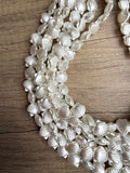 White Shell Acrylic Big Beaded Multi Strand Statement Necklace - Alana