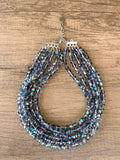 Blue Gray Crystal Faceted Beaded Multi Strand Chunky Statement Necklace - Rebecca