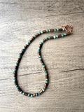 Green Turquoise Copper Stone Mens Beaded Necklace - Rowan