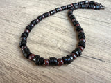Mens Black Brown Wood Jasper Beaded Surfer Long Necklace - Mason