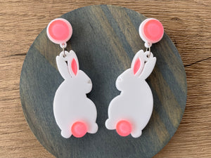 Easter Bunny Acrylic Big Dangle Statement Earrings