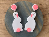 Easter Bunny Acrylic Big Dangle Statement Earrings