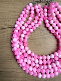 Pink White Acrylic Lucite Big Bead Chunky Multi Strand Necklace - Alana