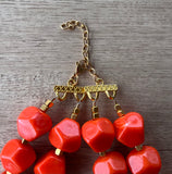 Orange Coral Lucite Statement Chunky Beaded Acrylic Necklace - Ashley