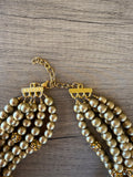 Gold Rhinestone Matte Beaded Acrylic Chunky Statement Necklace - Emma